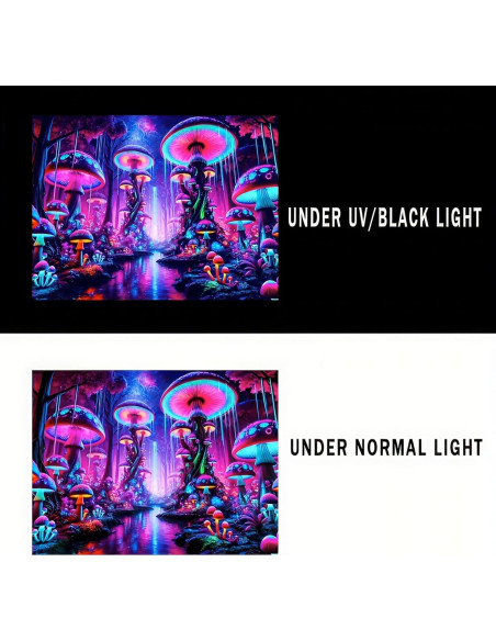 Tapiz Blacklight BlissYard Hongo UV 150x200 cm Decoración