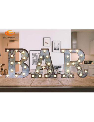 Letras Iluminadas LED Vintage Industrial Maigo Letra O Oxidada