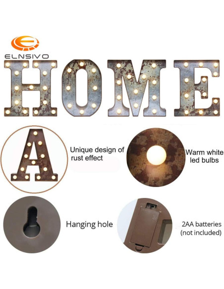 Letras Iluminadas LED Vintage Industrial Maigo Letra O Oxidada