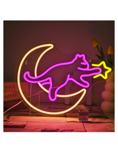 Cartel Neón Gato en la Luna NXYX 38.1x15.2cm Decoración