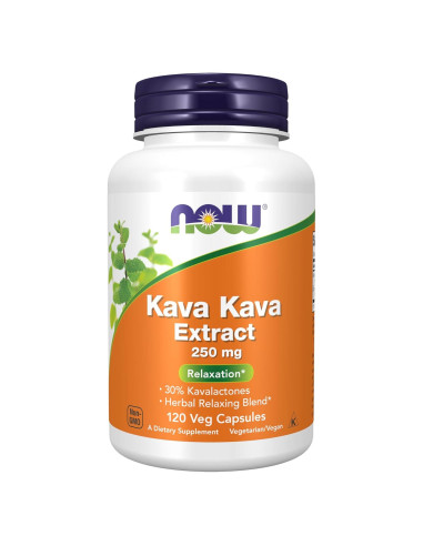 Suplemento Herbal NOW Foods Kava Kava 250 mg 120 Cápsulas Veganas