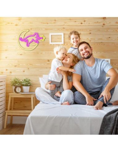 Cartel Neón Gato en la Luna NXYX 38.1x15.2cm Decoración