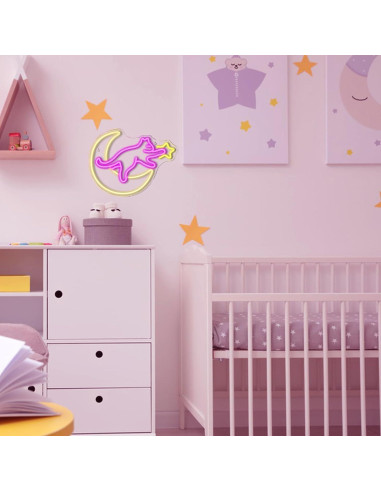 Cartel Neón Gato en la Luna NXYX 38.1x15.2cm Decoración