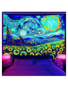 Tapiz Reactivo UV Van Gogh 152.4x101.6 cm - Arte Psicodélico