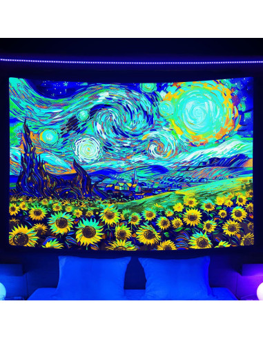 Tapiz Reactivo UV Van Gogh 152.4x101.6 cm - Arte Psicodélico