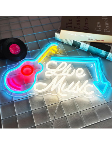 Letrero de Neón LED Musical Keello 40x26 cm Decoración Bar