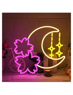 Luz de Neón Dimmable Sakura y Luna LED USB 35x33cm