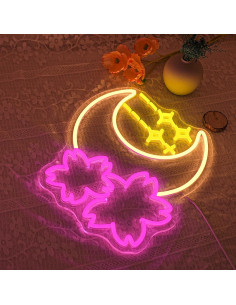 Luz de Neón Dimmable Sakura y Luna LED USB 35x33cm 2