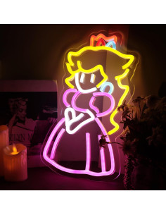 Letrero de Neón Princesa Peach LED 43x23 cm USB Decoración 2