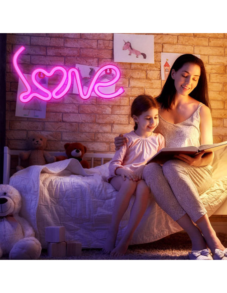 Luz de Neón Corazón Rosa Yaozhou para Decoración de San Valentín