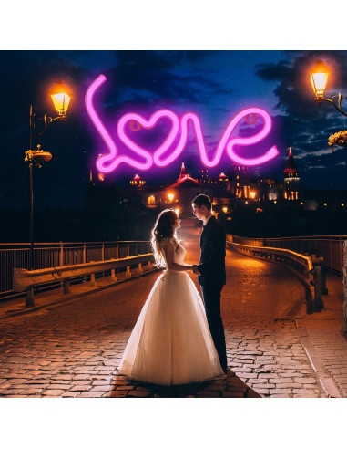 Luz de Neón Corazón Rosa Yaozhou para Decoración de San Valentín