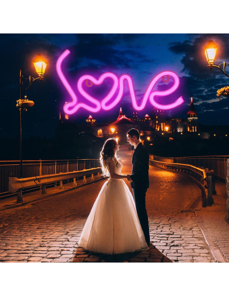 Luz de Neón Corazón Rosa Yaozhou para Decoración de San Valentín