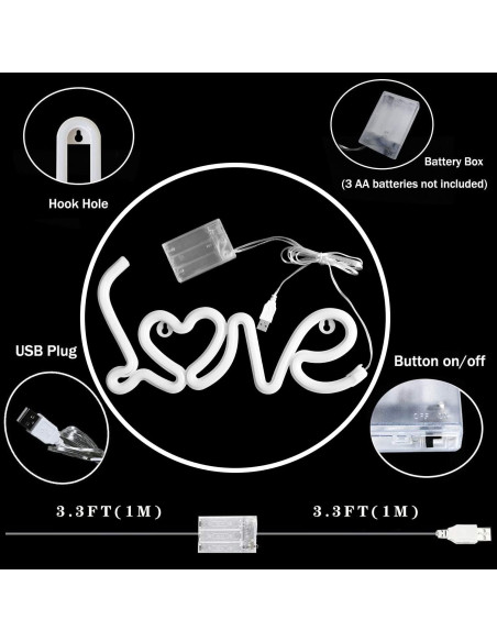 Luz de Neón Corazón Rosa Yaozhou para Decoración de San Valentín