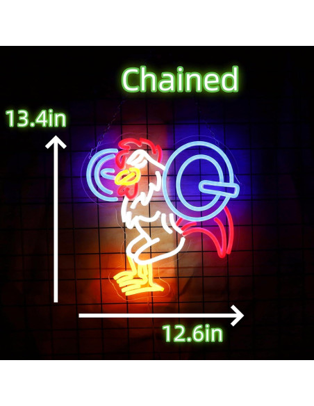 Letrero de Neón LeDigPig Pollo Gimnasio 32x34cm USB Letrero de Neón LeDigPig Pollo Gimnasio 32x34cm USB