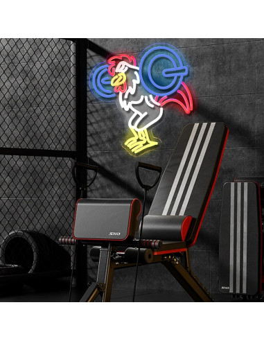Letrero de Neón LeDigPig Pollo Gimnasio 32x34cm USB