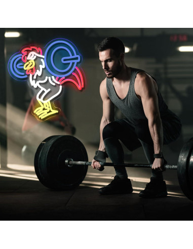 Letrero de Neón LeDigPig Pollo Gimnasio 32x34cm USB