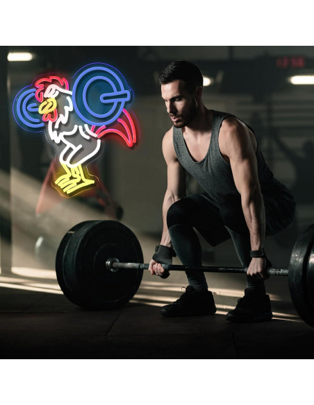 Letrero de Neón LeDigPig Pollo Gimnasio 32x34cm USB Letrero de Neón LeDigPig Pollo Gimnasio 32x34cm USB