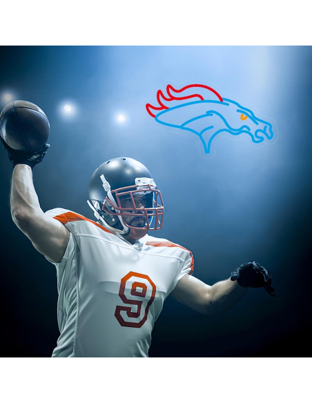 Luz de Neón LED Broncos para Pared 42.4x24.4 cm