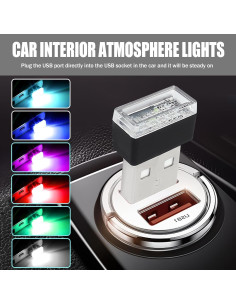 4 Lámparas LED USB para Interior de Coche Hbxdeco - 6 Colores 2