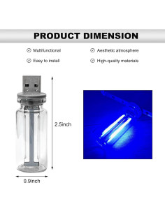 Luz Ambiental LED USB para Coche DXNQ - Azul, Control Táctil 2