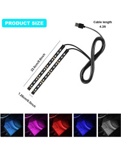 Tira de Luz LED para Auto PACLVIO 24 LEDs RGB USB 12V 2