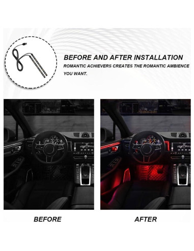 Tira de Luz LED para Auto PACLVIO 24 LEDs RGB USB 12V