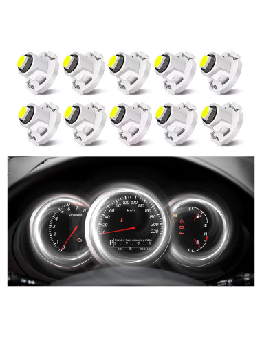 10 Bombillas LED T3 PACLVIO 12V 2W 3030 SMD para Coche