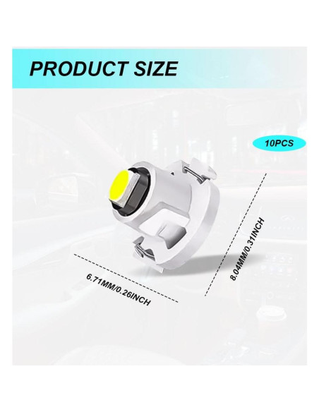 10 Bombillas LED T3 PACLVIO 12V 2W 3030 SMD para Coche