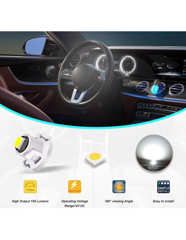 10 Bombillas LED T3 PACLVIO 12V 2W 3030 SMD para Coche