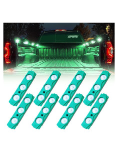 Kits de luces LED verdes Xprite para cama de camión - 8 piezas