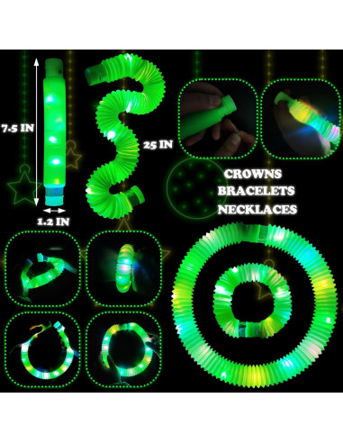12 Palos de Luz Verde Kannove para Fiestas y Camping