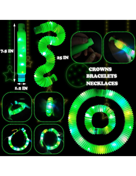 12 Palos de Luz Verde Kannove para Fiestas y Camping