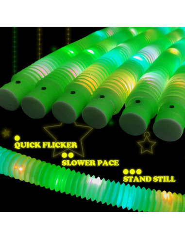 12 Palos de Luz Verde Kannove para Fiestas y Camping