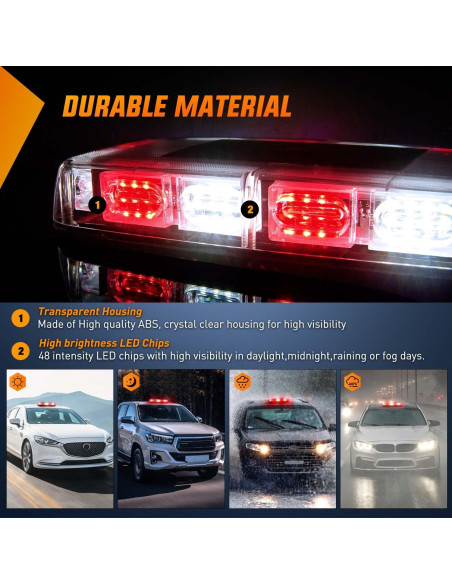 Luz Estroboscópica de Techo Nilight 30.48 cm 48 LEDs 12V-24V