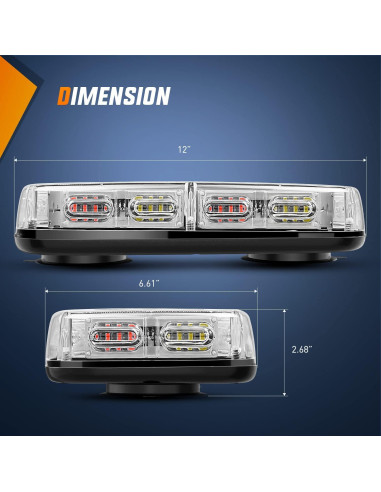 Luz Estroboscópica de Techo Nilight 30.48 cm 48 LEDs 12V-24V