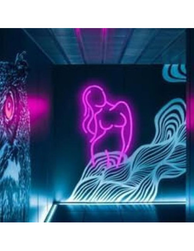 Luz de Neón LED RNTKAB Silueta Femenina Rosa 23x42 cm