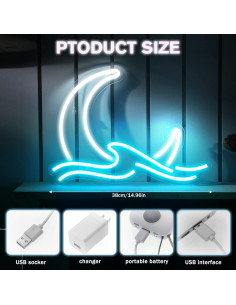 Luz de Neón Bonuci Luna LED 38 cm Decorativa para Pared 2