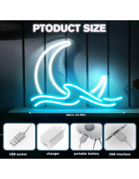 Luz de Neón Bonuci Luna LED 38 cm Decorativa para Pared