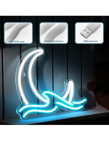 Luz de Neón Bonuci Luna LED 38 cm Decorativa para Pared