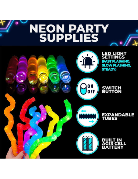 Toysery Tubos Luminosos 24 Piezas para Niños 19.05 cm