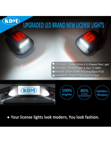 Luz de Placa de Licencia LED KDM para Chevy Silverado 1988-2000