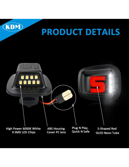 Luz de Placa de Licencia LED KDM para Chevy Silverado 1988-2000
