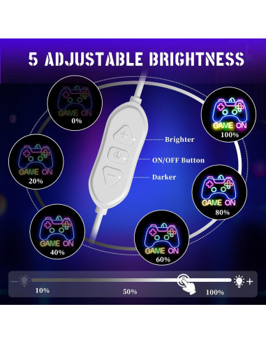 Luz de Neón LED Gamer STYPOP Game On 35.9x34cm