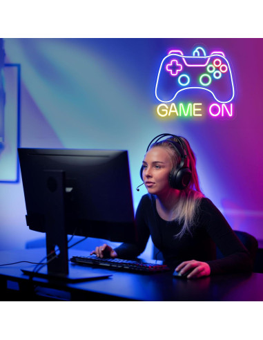 Luz de Neón LED Gamer STYPOP Game On 35.9x34cm