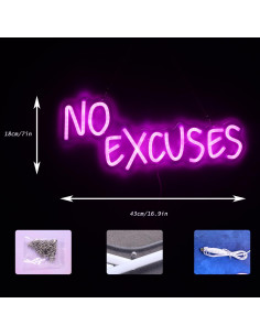 Luz LED de Neón Motivacional Qianese No Excusas 42.9x17.8 cm 2
