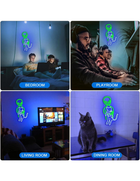 Luz de Neón Alienígena Ineonlife Verde 42x22 cm USB Luz de Neón Alienígena Ineonlife Verde 42x22 cm USB