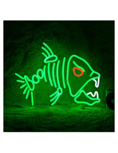 Luz de Neón LED Pez Esqueleto LIUOZHTEA Verde 32.5x42.4cm