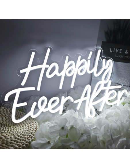 Letrero de Luz de Neón LED SYLHOME Felices Para Siempre 40.1x23.4cm Letrero de Luz de Neón LED SYLHOME Felices Para Siempre 40.1x23.4cm