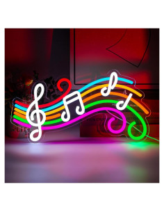 Luz de Neón Musical Regulable Gevbay Nota Partitura 41.5x24.6cm