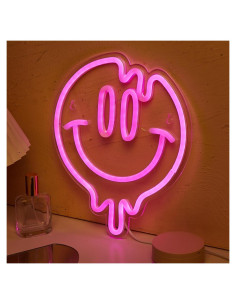 Luz de Neón LED Sonriente Cusgazy Rosa 26.4x21.4 cm USB
